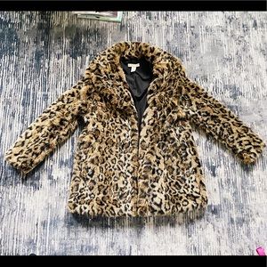 HM Faux Fur Leopard Teddy Jacket size 8